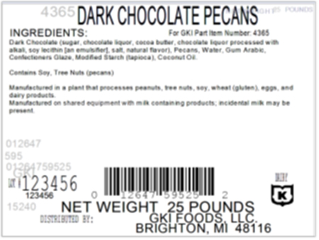 GKI Foods LLC Issues Allergy Alert On Undeclared Milk In Dark Chocolate Products
